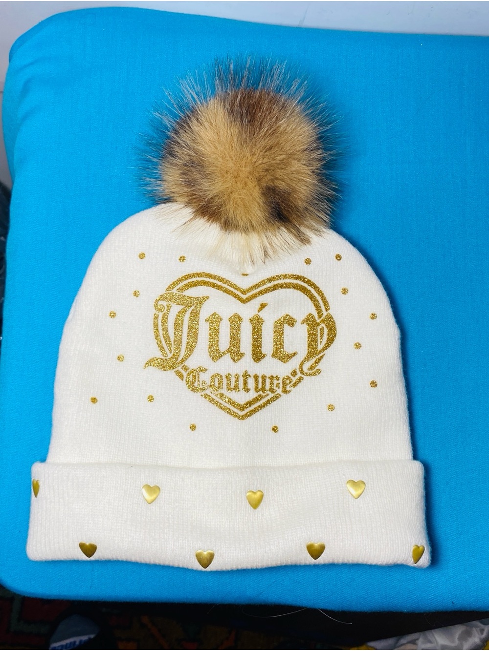 Juicy Couture Beanie Hat Fur Pompom